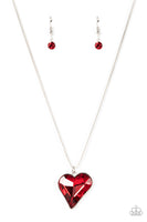 Lockdown My Heart - Red Heart Necklace Paparazzi