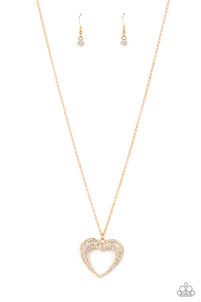 Cupid Charisma - Gold Heart Necklace Paparazzi