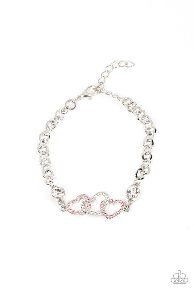 Desirable Dazzle - Pink Heart Bracelet Paparazzi