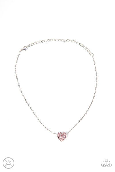 Twitterpated Twinkle - Pink Heart Necklace Paparazzi