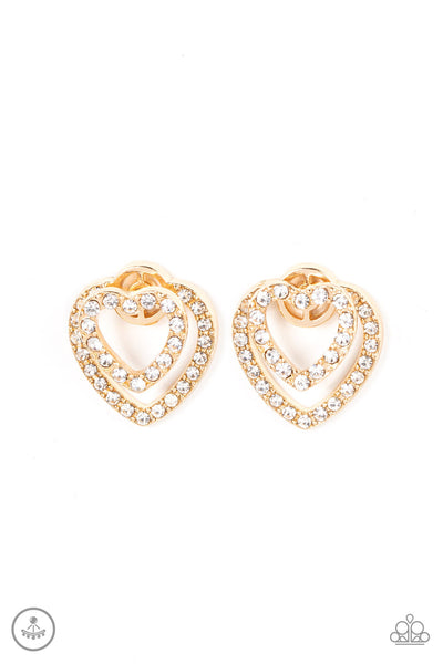 Ever Enamored - Gold Heart Earrings Paparazzi