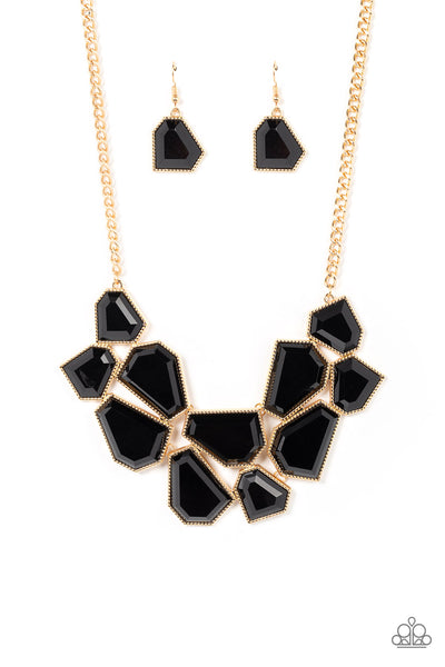 Double-DEFACED - Gold & Black Necklace Paparazzi