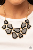 Double-DEFACED - Gold & Black Necklace Paparazzi