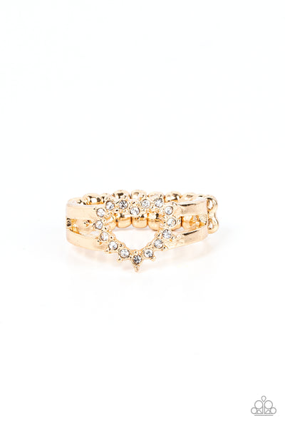 First Kisses - Gold Heart Ring Paparazzi