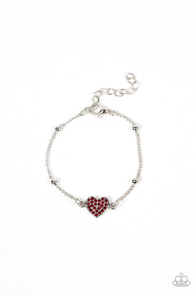 Heartachingly Adorable - Red Heart Bracelet Paparazzi