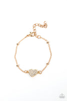 Heartachingly Adorable - Gold Heart Bracelet Paparazzi