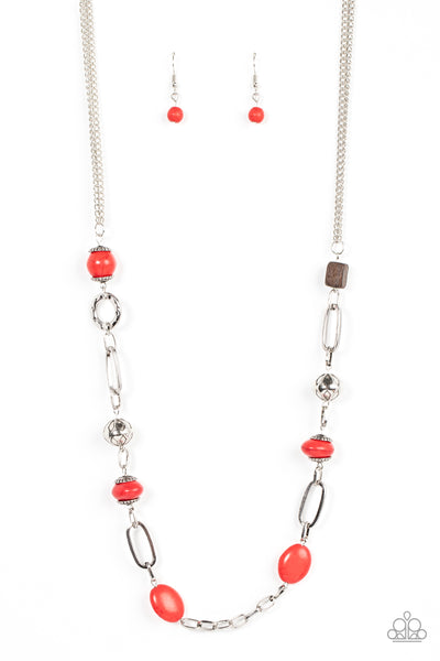 Barefoot Bohemian - Red Necklace Paparazzi