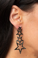 Superstar Crescendo - Black STAR Earrings Paparazzi