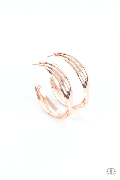 Curvy Charmer - Rose Gold Earrings Paparazzi