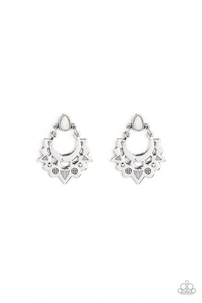 Earthy Zeal - White Earrings Paparazzi