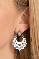 Earthy Zeal - White Earrings Paparazzi