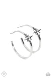 Lone Star Shimmer - White Hoop Earrings Paparazzi