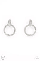 Sparkle at Your Service - White Clip On Earrings Paparazzi