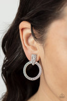 Sparkle at Your Service - White Clip On Earrings Paparazzi