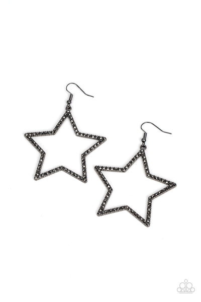 Supernova Sparkle - Black Star Earrings Paparazzi