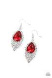 Glorious Glimmer - Red Rhinestone Earrings Paparazzi
