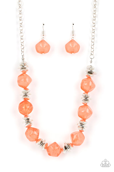 Island Ice - Orange Necklace Paparazzi