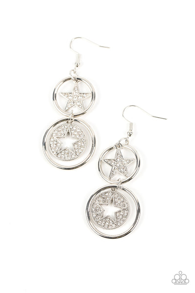 Liberty and SPARKLE for All - White Star Earrings Paparazzi