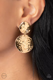 Rush Hour - Gold Clip-On Earring Paparazzi