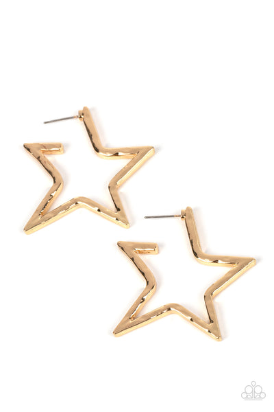 All-Star Attitude - Gold Earrings Paparazzi