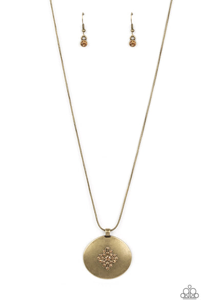 Center of the Cosmos - Brass Necklace Paparazzi (#858)