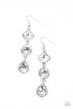 Reflective Rhinestones - White Earrings Paparazzi