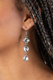 Reflective Rhinestones - White Earrings Paparazzi