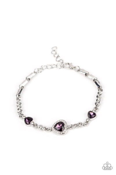 Amor Actually - Purple Heart Bracelet Paparazzi