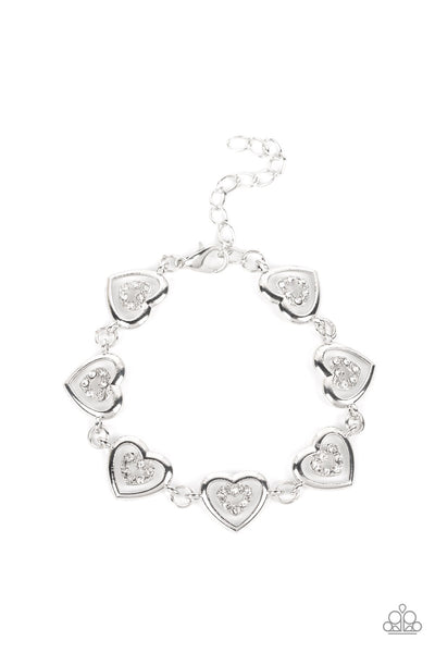 Catching Feelings - White Heart Bracelet Paparazzi