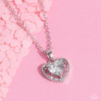 Effulgently Engaged - White Heart Necklace Paparazzi