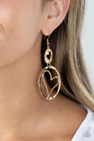 Enchanting Echo - Gold Heart Earrings Paparazzi