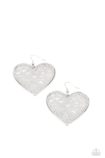 Fairest in the Land - Silver Heart Earrings Paparazzi