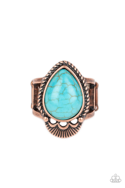 Rural Rapids - Copper & Turquoise Ring Paparazzi