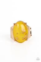 Gold Leaf Glam - Yellow Ring Paparazzi