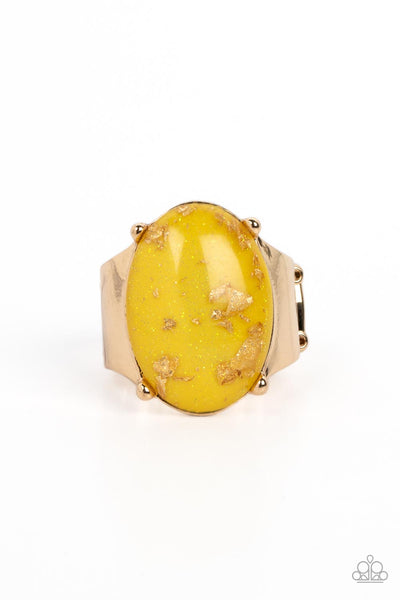 Gold Leaf Glam - Yellow Ring Paparazzi