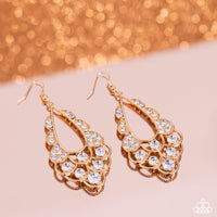 Majestic Masquerade - Gold Earrings Paparazzi