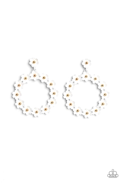 Daisy Meadows - White Daisy Earrings Paparazzi