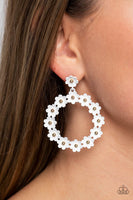 Daisy Meadows - White Daisy Earrings Paparazzi