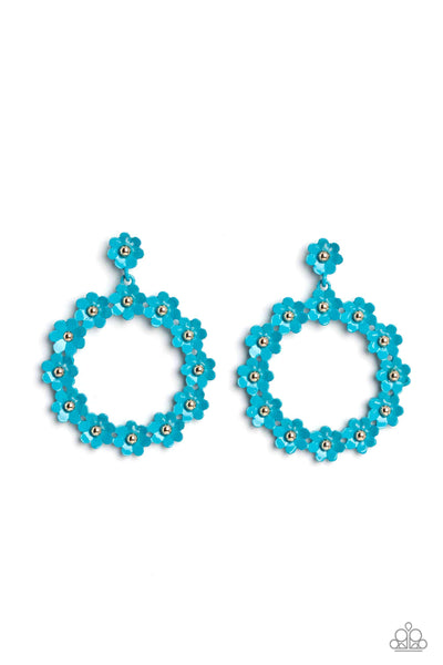 Daisy Meadows - Blue Floral Earrings Paparazzi