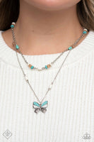 Free-Spirited Flutter - Blue Butterfly Necklace Paparazzi