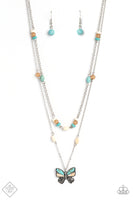 Free-Spirited Flutter - Blue Butterfly Necklace Paparazzi