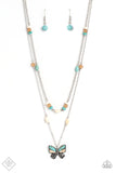 Free-Spirited Flutter - Blue Butterfly Necklace Paparazzi