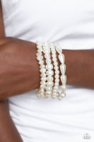 Gossip PEARL - White Bracelet Paparazzi (#856)