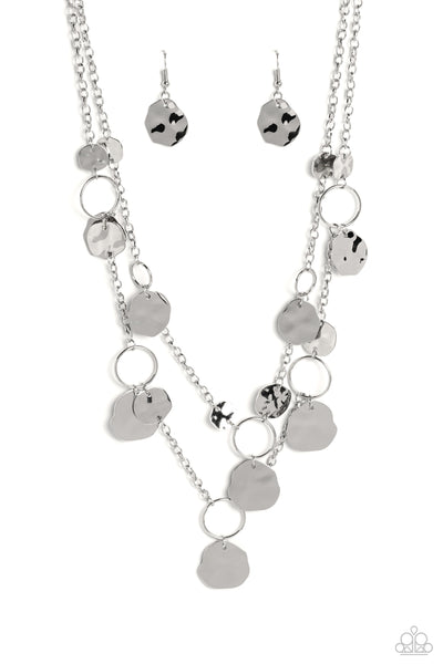 Hammered Horizons - Silver Necklace Paparazzi (#856)