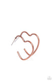 Burnished Beau - Copper Heart Earrings Paparazzi