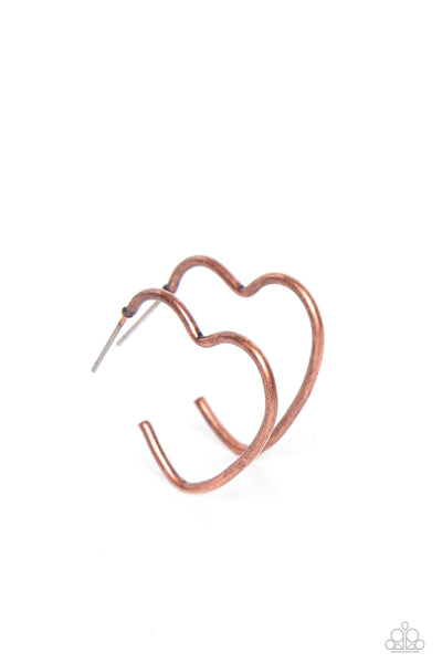 Burnished Beau - Copper Heart Earrings Paparazzi