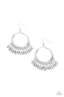 Fringe Fanfare - Silver Earrings Paparazzi