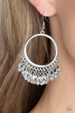 Fringe Fanfare - Silver Earrings Paparazzi