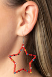 Confetti Craze - Red Earring Paparzzi (#857)