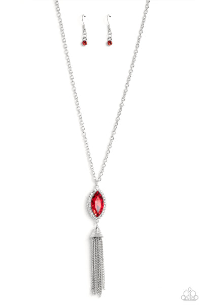 Tassel Tabloid - Red Necklace Paparazzi (#861)